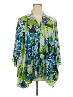 Floral Wrap Top in Blue & Green